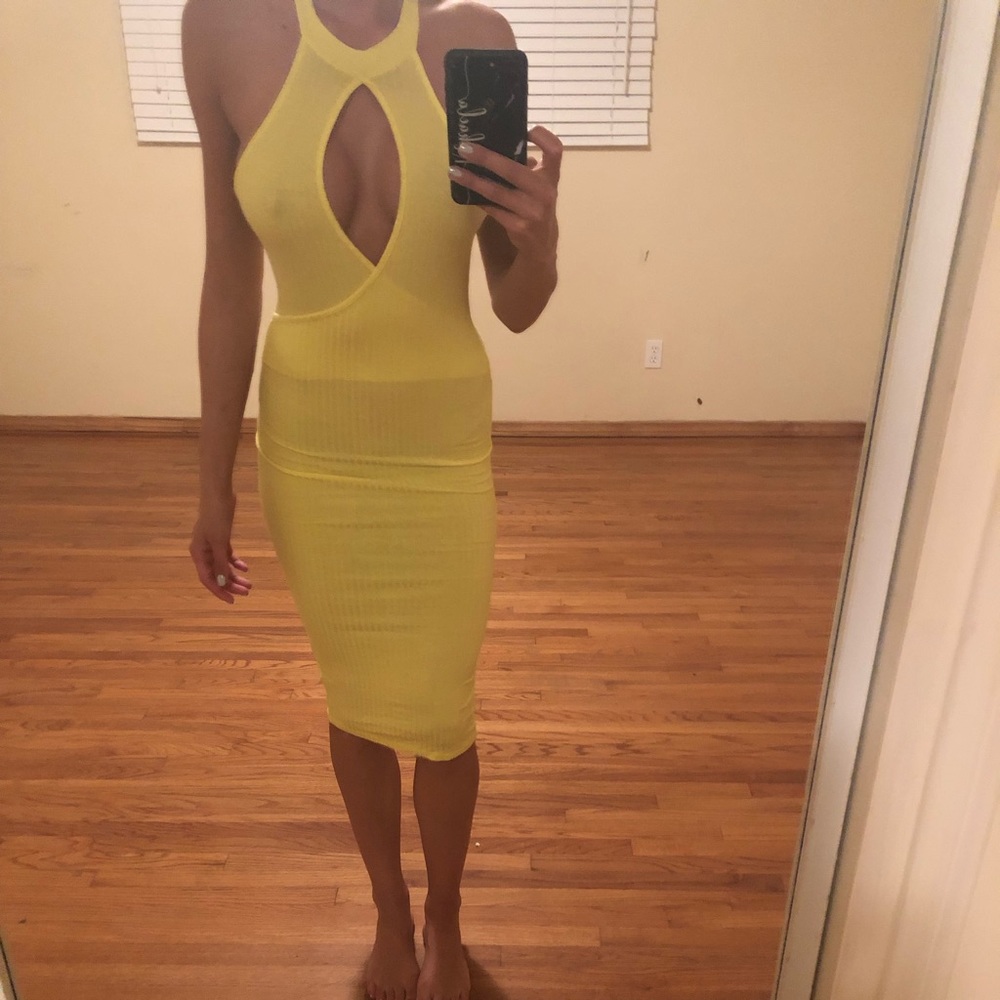 Yellow midi dress